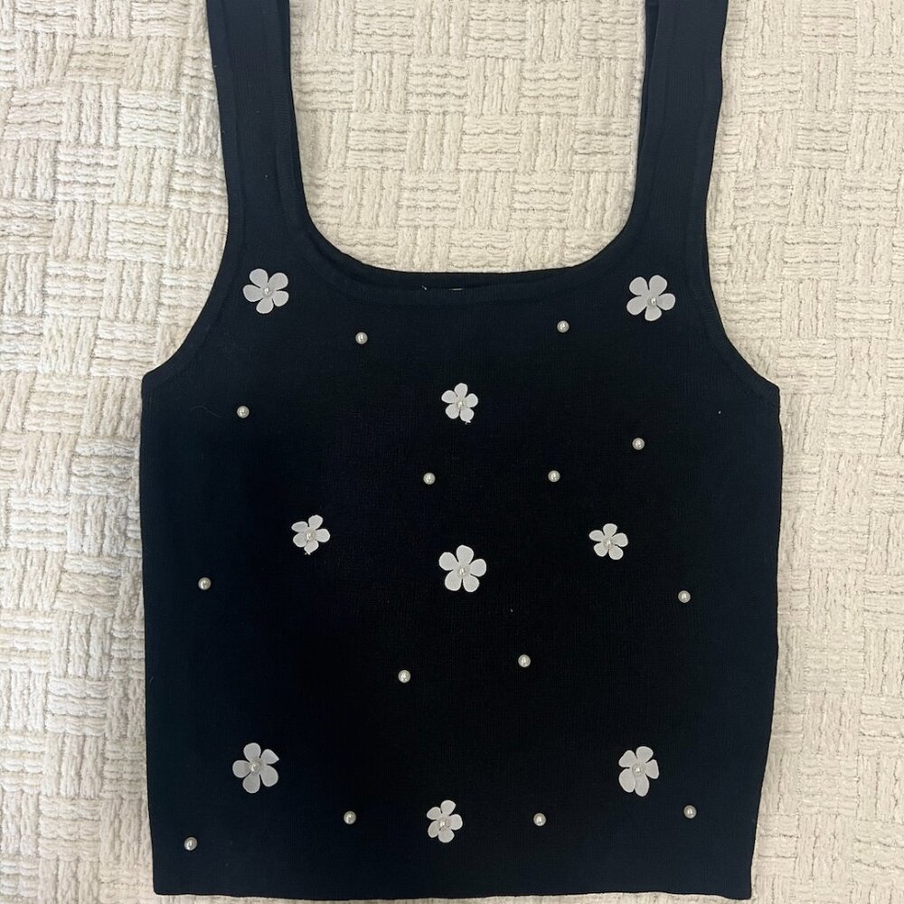 Love Tree Women’s Rib Tank Top Sz L Black Stretch